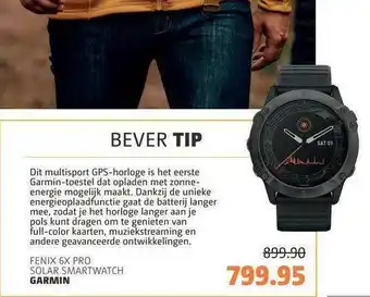 Bever Fenix 6X Pro Solar Smartwatch Garmin aanbieding