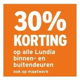 GAMMA 30% KORTING op alle Lundia binnen- en buitendeuren aanbieding