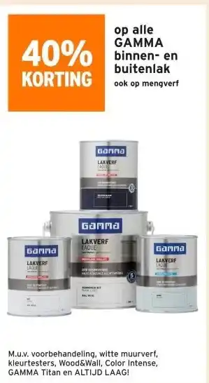 GAMMA 40% korting op alle GAMMA buiten- en binnenlak aanbieding