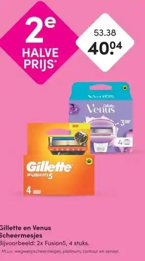 DA Gillette en Venus Scheermesjes Bijvoorbeeld: 2x Fusion5, 4 stuks. aanbieding