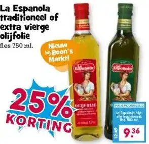 Boon`s Markt La Espanola traditioneel of extra vierge olijfolie aanbieding