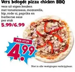 Boon`s Markt Vers belegde pizza chicken BBQ aanbieding