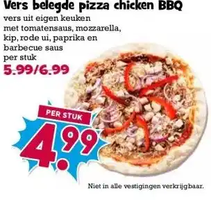 Boon`s Markt Vers belegde pizza chicken BBQ aanbieding