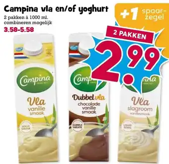 Boon`s Markt Campina vla en/of yoghurt aanbieding