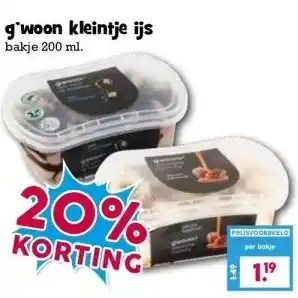 Boon`s Markt g'woon kleintje ijs bakje 200 ml. aanbieding