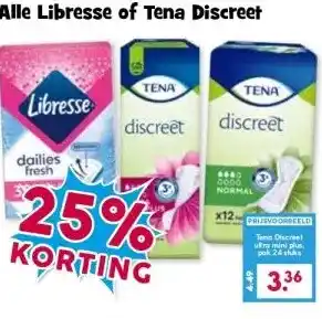 Boon`s Markt Alle Libresse of Tena Discreet aanbieding