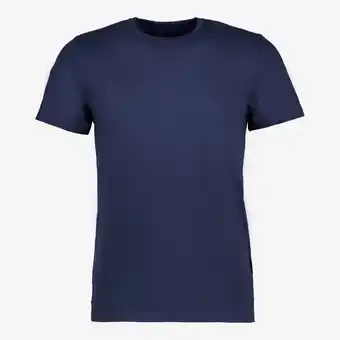 Scapino Unsigned heren T-shirt blauw katoen ronde hals aanbieding