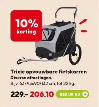 Pets Place Trixie opvouwbare fietskarren aanbieding