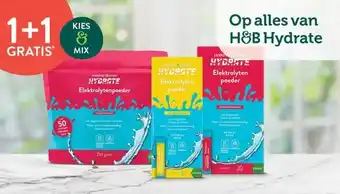 Holland & Barrett 1+1 GRATIS Op alles van H&B Hydrate aanbieding