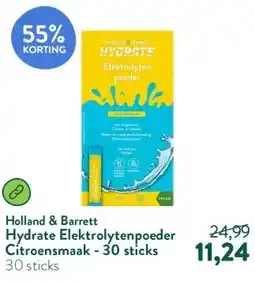 Holland & Barrett Hydrate Elektrolytenpoeder Citroensmaak - 30 sticks aanbieding