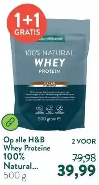 Holland & Barrett 100% Natural Whey Protein Cacao aanbieding