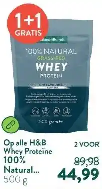 Holland & Barrett 100% Natural Grass-Fed Whey Protein Unflavoured aanbieding