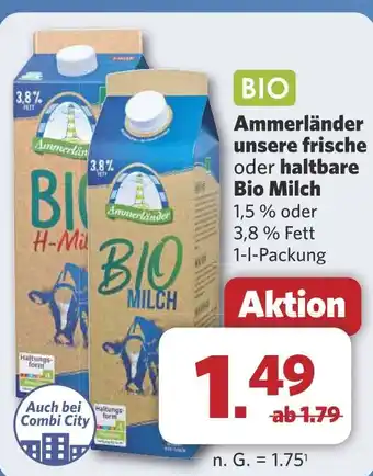 Combi Ammerländer unsere frische oder haltbare Bio Milch aanbieding