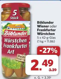 Combi Böklunder Wiener oder Frankfurter Würstchen aanbieding