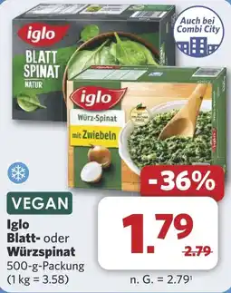 Combi Iglo Blatt- oder Würzspinat aanbieding