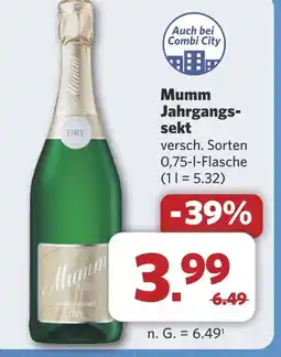 Combi Mumm Jahrgangs sekt aanbieding