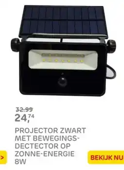 Praxis Projector zwart met bewegings dectector op zonne energie aanbieding