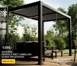 Praxis Naterial pergola met lamellen clima vrijstaand aanbieding