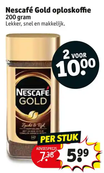 Kruidvat Nescafe Gold oploskoffie 200g aanbieding