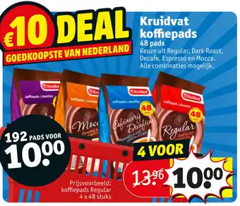 Kruidvat Kruidvat koffiepads 4*48st aanbieding