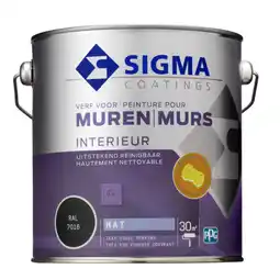 Praxis Sigma muurverf reinigbaar mat RAL 7016 2,5L aanbieding