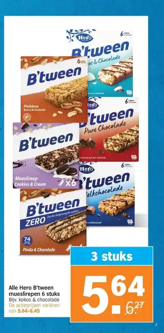 Albert Heijn Alle Hero B'tween mueslirepen 6 stuks aanbieding