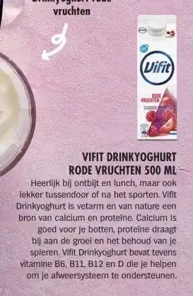 Albert Heijn VIFIT DRINKYOGHURT RODE VRUCHTEN 500 ML aanbieding