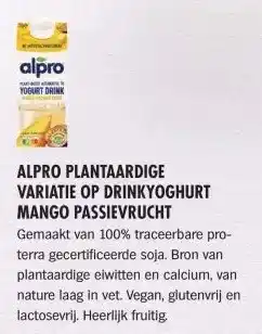 Albert Heijn ALPRO PLANTAARDIGE VARIATIE OP DRINKYOGHURT MANGO PASSIEVRUCHT aanbieding