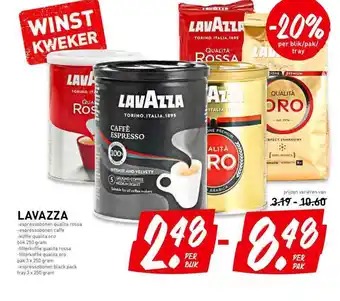 De Kweker lavazza 250g aanbieding