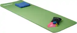 Bol.com Relaxdays yogamat - 60 x 180 cm - 1 cm dik - gewrichtsvriendelijk - met draagband - groen aanbieding