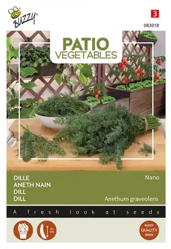 Welkoop Buzzy Patio Veggies Dille nano - Kruidenzaden - 2 gram aanbieding