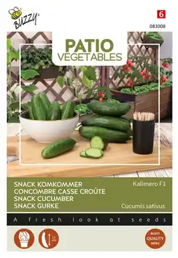 Welkoop Buzzy Patio Veggies Snackkomkommer Kalimero F1 - Groentezaden - 6  aanbieding