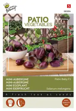 Welkoop Buzzy Patio Veggies Aubergine Patio Baby F1 - Groentezaden - 6  aanbieding