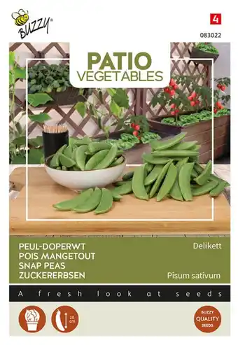 Welkoop Buzzy Patio Veggies Peul-Doperwt Delikett - Groentezaden - 15 gram aanbieding