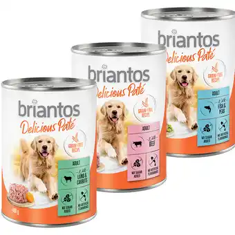 Zooplus 24x400g Briantos Delicious Paté Mix Vis Lam en Rund Honden Droogvoer aanbieding