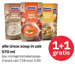 Spar Unox soep in zak aanbieding