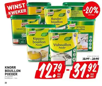 De Kweker knorr bouillon poeder 1kilo aanbieding