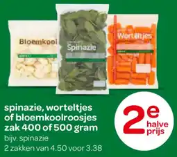 Spar Spinazie, worteltjes of bloemkoolroosjes aanbieding