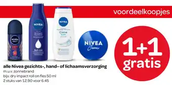 Spar Nivea gezichts, hand of lichaamsverzorging aanbieding