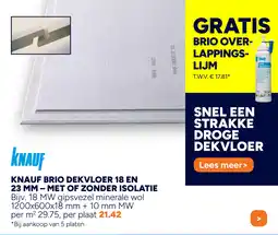 BOUWMAAT Knauf brio dekvloer met of zonder isolatie aanbieding