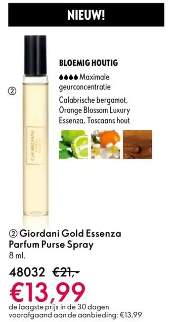 Oriflame Giordani Gold Essenza Parfum Purse Spray aanbieding