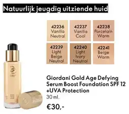 Oriflame Giordani Gold Age Defying Serum Boost Foundation SPF 12 +UVA Protection aanbieding