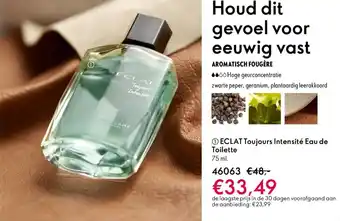 Oriflame Eclat Toujours Intensité Eau de Toilette aanbieding