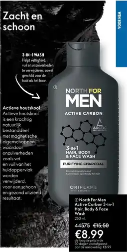 Oriflame North For Men Active Carbon 3 in 1 Hair, Body & Face Wash aanbieding