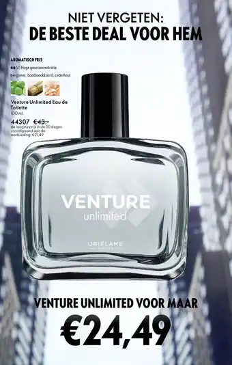 Oriflame Venture Unlimited Eau de Toilette aanbieding