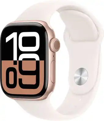 Bol.com Apple Watch Series 10 - Wifi - 42mm - Rose Gouden Aluminium Case met Light Blush Sportbandje - S/M aanbieding