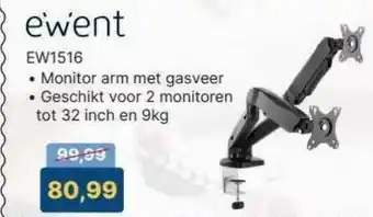 Levix Computershop Ewent EW1516 Monitor Arm Met Gasveer aanbieding