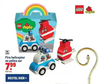 Makro Lego Duplo Fire Helicopter En Police Car aanbieding