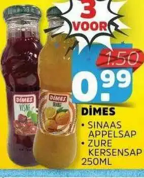 Sahan Supermarkten Dimes Sinaasappelsap Of Zure Kersensap 250ml aanbieding