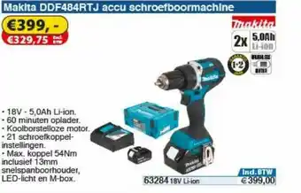 Toolstation Makita DDF484RTJ Accu Schroefboormachine aanbieding